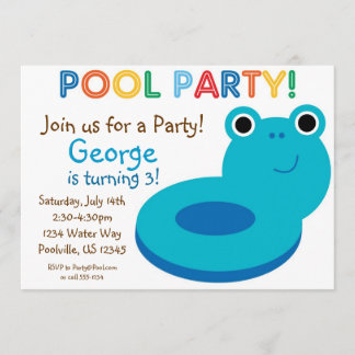 Schwimmbad Party - Blue Pool Floaty Geburtstag Einladung