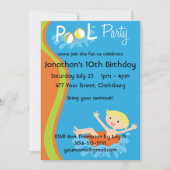 Schwimmbad Party Boy Blonde Einladung (Vorderseite)