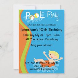 Schwimmbad Party Boy Blonde Einladung