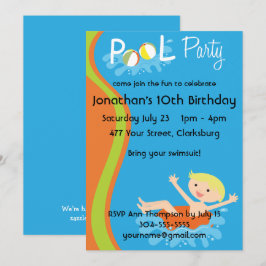 Schwimmbad Party Boy Blonde Einladung