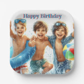 Schwimmbad Party Boys Birthday Paper Plakat Pappteller (Vorderseite)