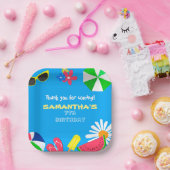 Schwimmbad Party Bright Blue Color Sommer Geburtst Pappteller (Party)