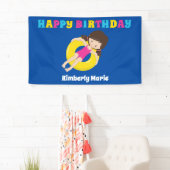 Schwimmbad Party Custom Schwimmen Girl Happy Gebur Banner (Insitu)