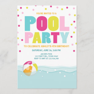 Schwimmbad Party Einladung Geburtstagskarte Rosa G