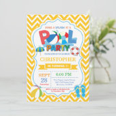 Schwimmbad Party Einladung Gelb Splish Splash Boy (Stehend Vorderseite)