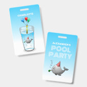 Schwimmbad Party Geburtstag Ausweis (Vorder- & Rückseite)