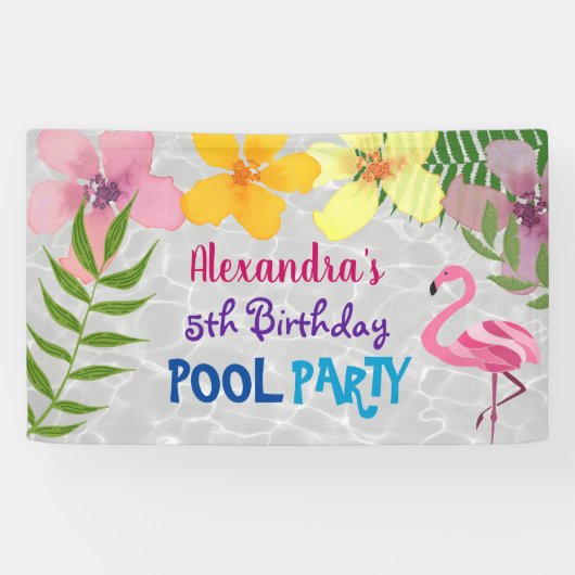Schwimmbad Party Geburtstag Banner (Horizontal)