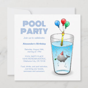 Schwimmbad Party Geburtstag Einladung