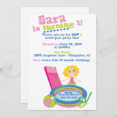 Schwimmbad Party Geburtstag Einladung (Vorne/Hinten)