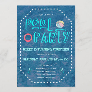 Schwimmbad Party Geburtstag Einladung