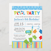 Schwimmbad Party Geburtstag Einladung (Vorne/Hinten)