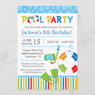 Schwimmbad Party Geburtstag Einladung