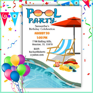 Schwimmbad Party Geburtstag Einladung