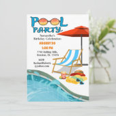 Schwimmbad Party Geburtstag Einladung (Stehend Vorderseite)
