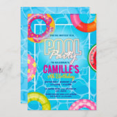 Schwimmbad Party Geburtstag Einladung (Vorne/Hinten)