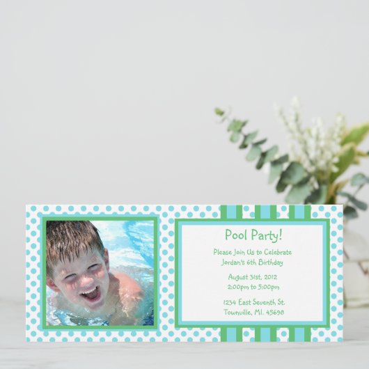 Schwimmbad Party Geburtstag Einladung (Stehend Vorderseite)