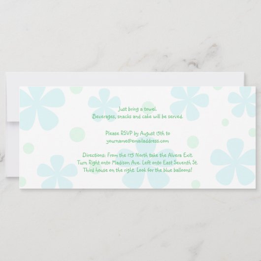 Schwimmbad Party Geburtstag Einladung (Rückseite)