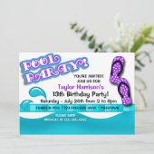 Schwimmbad Party Geburtstag Einladung (Stehend Vorderseite)