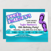 Schwimmbad Party Geburtstag Einladung (Vorne/Hinten)