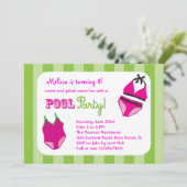 Schwimmbad Party Geburtstag Einladung (Stehend Vorderseite)
