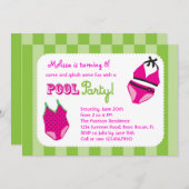 Schwimmbad Party Geburtstag Einladung (Vorne/Hinten)