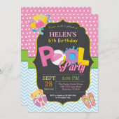 Schwimmbad Party Geburtstag Einladung Splish Splas (Vorne/Hinten)