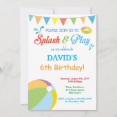 Schwimmbad Party Geburtstag Einladung Splish Splas (Vorderseite)