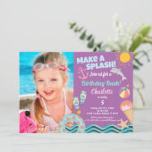 Schwimmbad Party Geburtstag Foto Einladung Mädchen (Stehend Vorderseite)