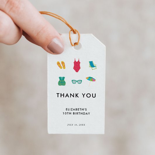 Schwimmbad Party Geburtstag Minimal Einfach Farbli Geschenkanhänger