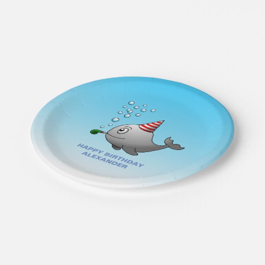 Schwimmbad Party Geburtstag Pappteller (Schrägansicht)