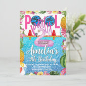 Schwimmbad Party Geburtstag, Party, jedes Alter Einladung (Stehend Vorderseite)