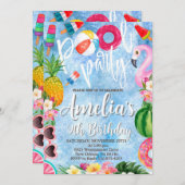 Schwimmbad Party Geburtstag, Party, jedes Alter Einladung (Vorne/Hinten)