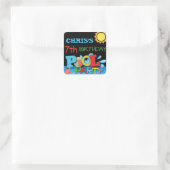 Schwimmbad Party Geburtstagsaufkleber Quadratischer Aufkleber (Tasche)