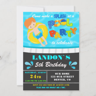 Schwimmbad Party Geburtstagseinladung Junge Pool e Einladung
