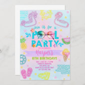 Schwimmbad Party Geburtstagseinladung Mädchen, Sch Einladung (Vorne/Hinten)