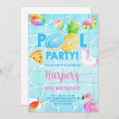 Schwimmbad Party Geburtstagseinladung Mädchen, Sch Einladung (Vorne/Hinten)
