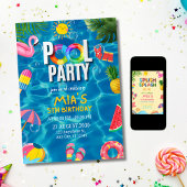 Schwimmbad Party Geburtstagseinladung, Party Einladung