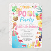 Schwimmbad Party Geburtstagseinladung - schwimmen Einladung (Vorne/Hinten)