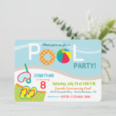 Schwimmbad Party Geburtstagseinladungskarte Einladung (Stehend Vorderseite)