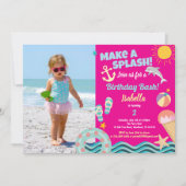 Schwimmbad Party Geburtstagsgeschenk Foto Einladun Einladung (Vorderseite)