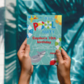 Schwimmbad Party Hai Schwimmbad Sommerjunge Geburt Einladung