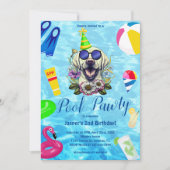 Schwimmbad Party Hund Geburtstag Einladung (Vorderseite)