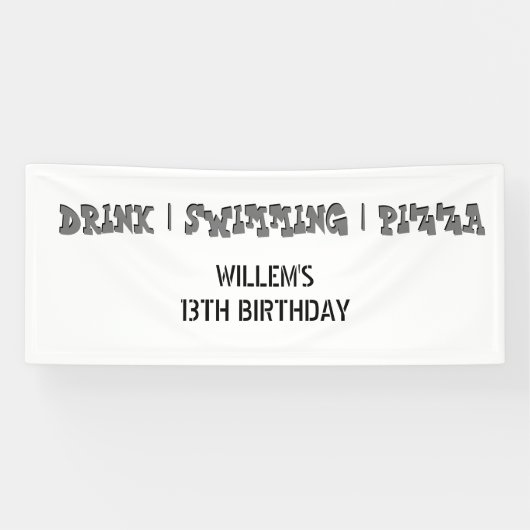 Schwimmbad Party Junge Geburtstagsparty Willkommen Banner (Horizontal)