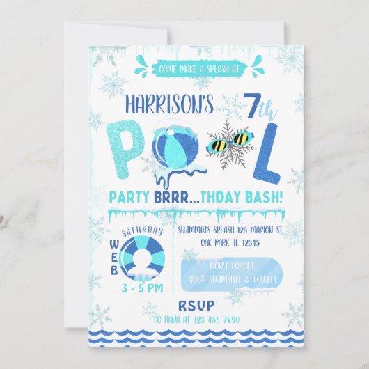 Schwimmbad Party Junge Schwimmen Geburtstag Einladung (Vorderseite)