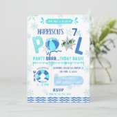 Schwimmbad Party Junge Schwimmen Geburtstag Einladung (Stehend Vorderseite)