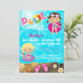 Schwimmbad Party Kinder Schwimmbad Geburtstag Einladung (Stehend Vorderseite)