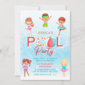 Schwimmbad Party Kindergeburtstag Einladung (Vorderseite)