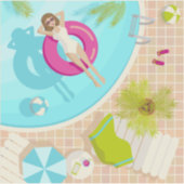 Schwimmbad Party Mädchen in Bikini Sommerstrand Aufkleber (Vorderseite)