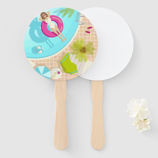 Schwimmbad Party Mädchen in Bikini Sommerstrand Fächer (Vorne und Hinten)