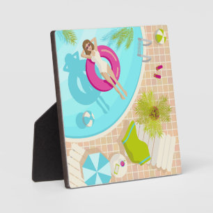 Schwimmbad Party Mädchen in Bikini Sommerstrand Fotoplatte